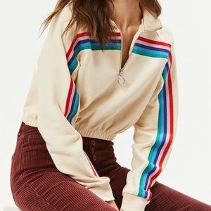 Rainbow Half-zip Cropped Sweatshirt